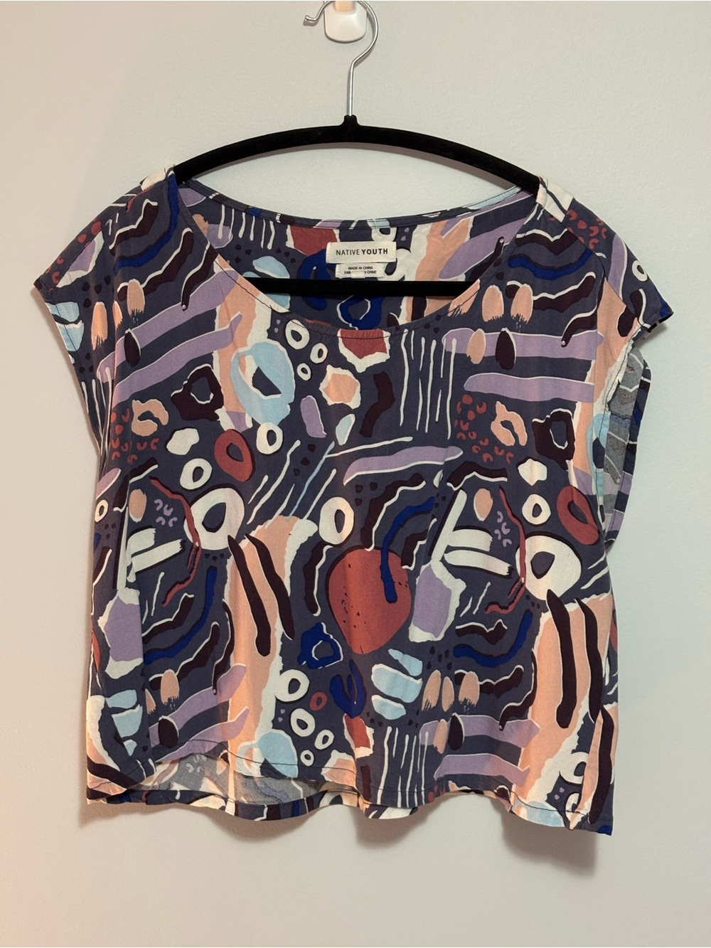 Native Youth Art Print Cropped Top